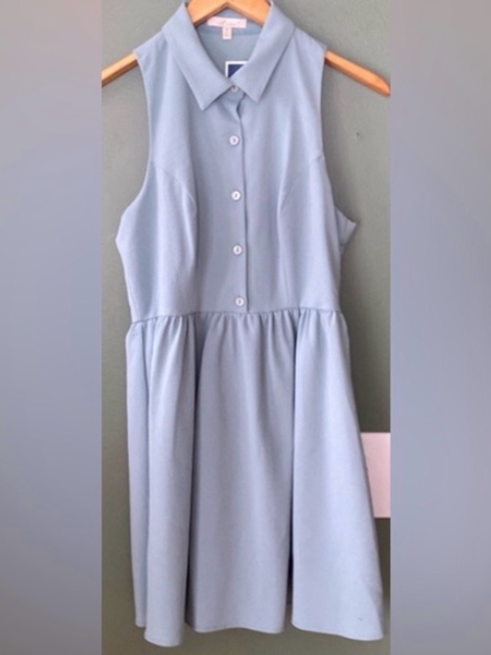 Sleeveless Button-Front Midi Dress in Light Blue